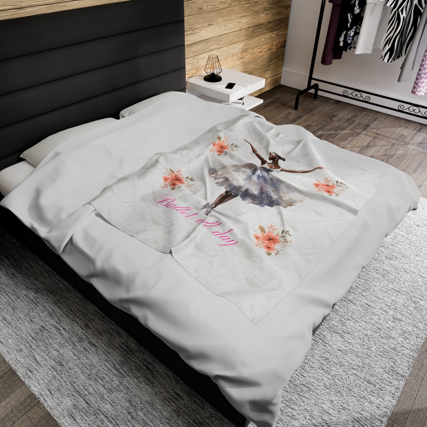 Ballerina Ballet All Day Velveteen Plush Blanket