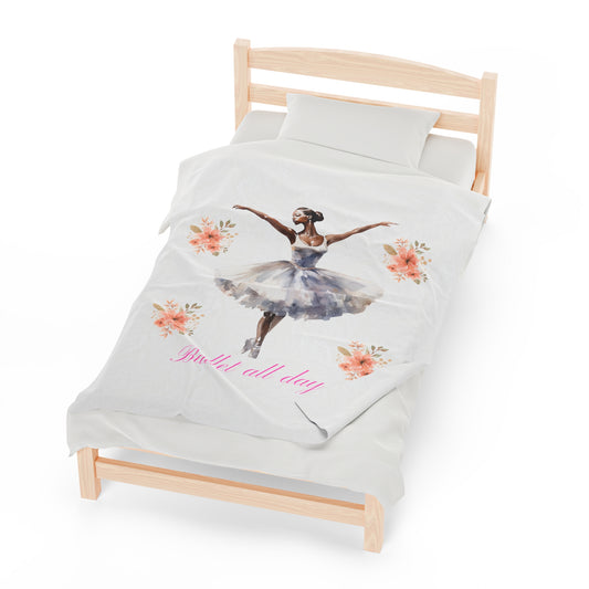 Ballerina Ballet All Day Velveteen Plush Blanket